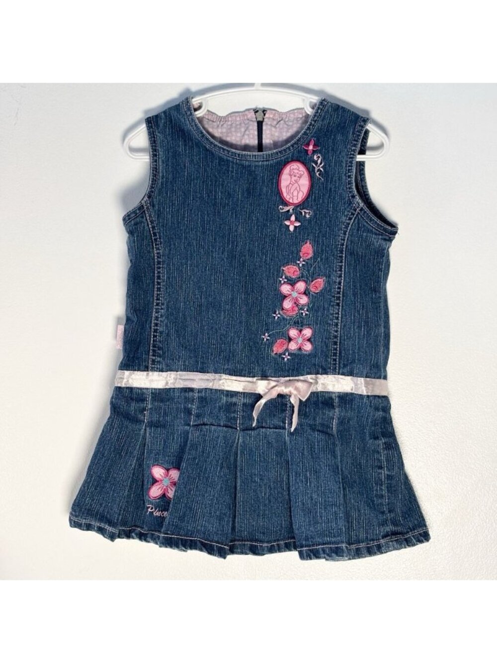 RARE Vintage Y2K Wonderful World of Disney Cinderella Pleated Denim Dress 2T